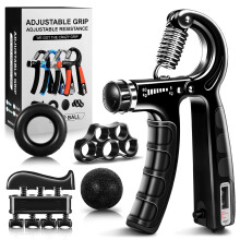 Flintronic 5 Pcs Hand Grip Strengthener Kit, Adjustable Forearm Strengthener (5-60 kg), Adjustable Resistance Hand Exerciser, Hand Gripper for Buildi
