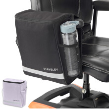 Staveley Mobility Scooter Side Bag – Armrest Storage Bag with Drinks Holders & Organiser Pockets – Fits Left or Right Armrest – Mobility Scooter