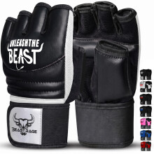 Beast Rage Martial Arts Training Gloves Hybrid Palm for Grappling 10mm Foam padding for Hand Protection Punch Bag Gloves with 25cm wrist band for wri