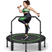 B BCAN 48'' Rebounder Trampoline for Adults, 250kg Foldable Mini Trampoline with Adjustable Foam Handle, Mute & Pre-assembled Fitness Trampette Indoo