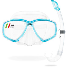 Cressi Perla Separate Glass Mask & Snorkel Set for Adults - Low-Volume Diving Mask - Dry-Top Snorkel Set - For Diving & Snorkelling - Transparent/Aqu
