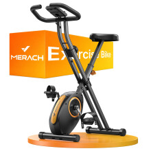 MERACH Folding Exercise Bike, Home Trainer with LCD Display, 16-Level Magnetic Resistance Foldable Stationary Exercise Bike, Comfortable Seat, Space-