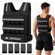 Amonax Weighted Vest for Women and Men, 10kg/20kg/30kg Adjustable Weight Vests with Reflective for Fitness Workout, Weighted Running Vest for Walking,
