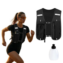 Unisex Running Vest with Kettle, Lightweight & Breathable Hydration Backpack with Phone Holder, Adjustable Reflective Running Backpacks for Women & Me