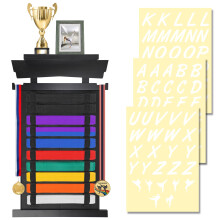 SUMNACON 10 Belts Martial Arts Belt Display Rack with 3 Stickers, Black