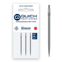 Harrows Quick Point Steel Tip Dart Points | Replacement Darts Tips in Black & Silver | 26mm, 30mm, 35mm, 40mm & 42mm | Compatible with QP System (Sil