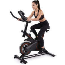 Indoor Exercise Bike Friction Resistance Spin Bike for Home Gym, Belt Drive Stationary Cycle with LCD Monitor, Adjustable Seat & Handlebars, Heavy Dut