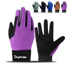 FINGER TEN Kids Horse Riding Gloves Equestrian Boys Girls Pair(Purple, S)