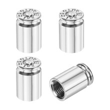 PATIKIL Tire Valve Stem Caps, 4PCS Universal Aluminum Alloy Car Air Stem Covers for Cars SUV Trucks Bikes Motorcycles Bicycles, Silver