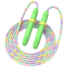 Soft Beaded Skipping Rope, Adjustable Tangle-Free Segmented Fitness Jump Rope for Men, Women, Children and Students (9 Feet, 280 cm) (Colorful Green)