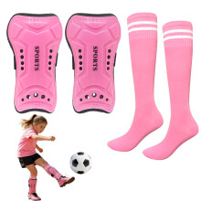 KASESSS Football Shin Pads Girls with Socks Set 6-12 Years, Breathable Protective Kids Shin Guards Teens Leg Calf Ankle, Lightweight Non-Slip Youth S