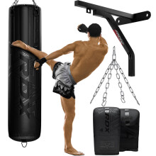 RDX Heavy 5FT Punch Bag Pro Training Filled and Unfilled 2PC 3PC & 4PC with 50KG Max Filling Capacity, Boxing Bag Set with Gloves, Bracket, Hanging S