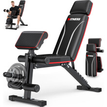 Adjustable Foldable Weight Bench, 800LB Workout Bench Press with Leg Extension, Preacher Pad, Extended Headrest, Full Body Fitness Bench for Home Gym