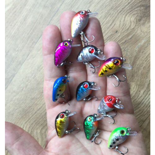 Addsomebling 10X Micro mini tiny small light shallow dive trout perch fishing lures UK