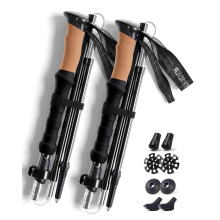 TANSTRIDER Trekking Poles for Hiking - Collapsible Lightweight 7075 Aluminum Hiking Poles (10 oz), Cork Grip Tri-Fold Walking Sticks for Seniors, Men