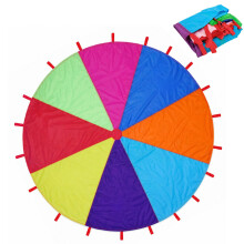 Dimoxii 6.5 FT/13.1 FT Rainbow Parachute with 8 Handles/20 Handles, Gymnastics Play Circus Games for Kids, School Playground Outdoor Activities, Indoo