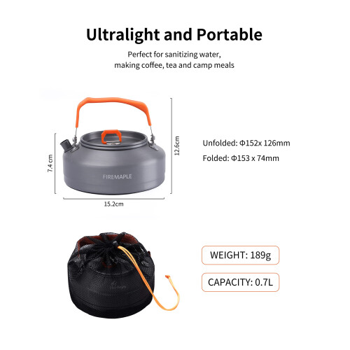 Fire-Maple T3 Camping Kettle, Tea & Coffee Pot, Hard Anodized Aluminum 2