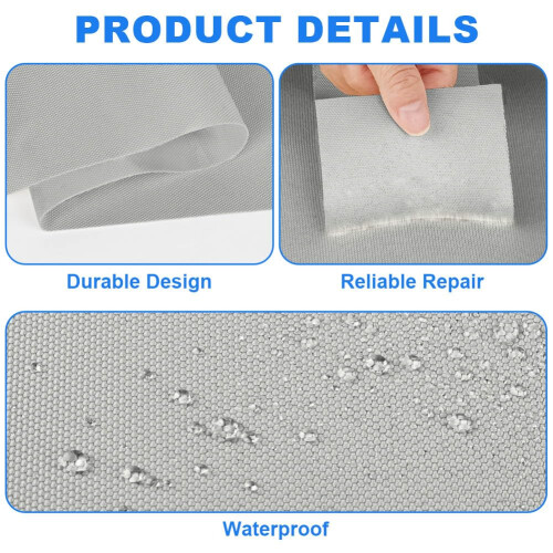 ANOMM Canvas Repair Patch, 10x200 cm Self-Adhesive Fabric Patch, Light Gray 2