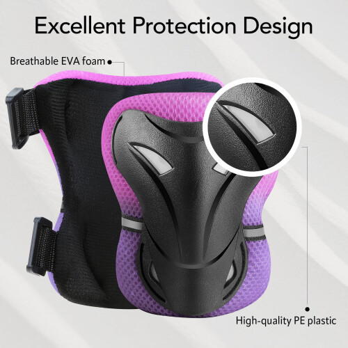 YooxArmor Adjustable 6 Pcs Kids Knee Pads Elbow Pads Wrist Guards Set 1