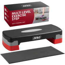 ZENO Exercise Step & Training Mat | Steppers for Exercise Workout | Adjustable Height 2 Levels Aerobic Step | 10cm and 15cm Cardio Exercise Stepper |