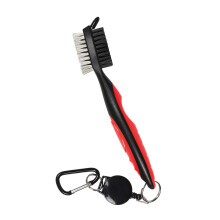 Golf Club Brush and Groove Cleaner, Nylon & Steel Brush Golf Clean Tool with Retractable Zip-line, Aluminum Carabiner - Lightweight/Ergonomic Design/