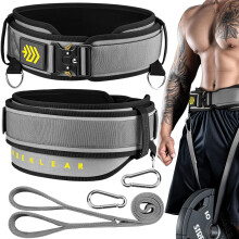 MANUEKLEAR 2-in-1 Weightlifting Belt & Dip Belt with 36.7 IN Rope, Double-Layer Weight Lifting Belts, Powerlifting Gym Weighted Belt for Pull Up Squa