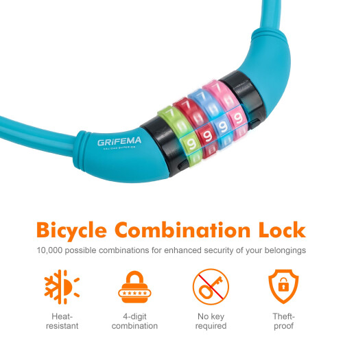 GRIFEMA Bike Lock, 4 Digit Combination, 73CM 1