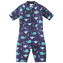 Swimbubs Kids Wetsuit 2mm Neoprene Shorty – Front Zip Swim Suit for Pool & Beach (3-4 Years, Blue Whale)