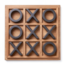 GEEZY Tic Tac Toe Wooden Board Game Noughts & Crosses 2 Player Classic Strategy 24cm