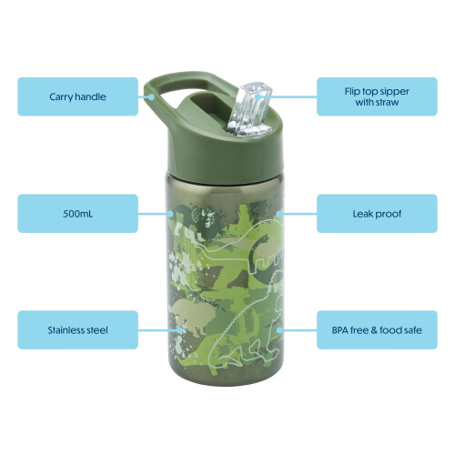 Smash Smash Stainless Steel Water Bottle 500ml - Dino 2