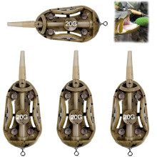 4Pcs Inline Method Feeders for Carp Fishing, Aluminium Coarse Fishing Feeders with Built‑in Weights 20g for Carp and Multi-Species Angling