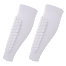 Shin Pads,Football Guards Soccer Hockey Soft Honeycomb Sleeves Adult White