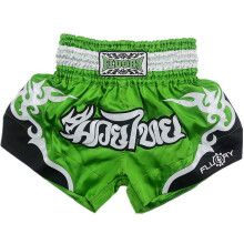 FLUORY Muay Thai Shorts, Tear-Resistant Boxing Shorts MMA Fight Kick Clothing for Men Women Kids Martial Art Training Grappling. Green