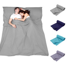 Plliocse Sleeping Bag Liner Travel Sheet Sleeping Bag, Double Size 180 x 210 cm Sleeping Bags Liners with Pillow Pockets for Adults, Travel, Hotels,