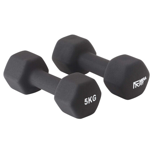 Mirafit Soft Touch Mini Hex Dumbbells - 2 x 5kg