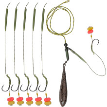 OROOTL Carp Fishing Rigs Kit, Boilies Bait Rigs with Sinker Corn Bait Curved Barbed Hook Swivel Carp Fishing Accessories Equipment
