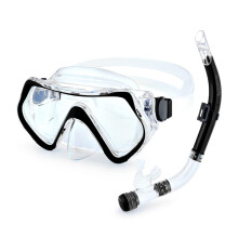Two Bare Feet Adult PVC Snorkel & Mask Set – Anti-Fog Tempered Glass Diving Mask with Adjustable Snorkel for Snorkelling, Swimming & Scuba Diving (B