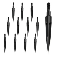 KURUGEILI 12 Pack 100/125/150 Grains Archery Traditional Broadheads Steel Points Screw-in Hunting Arrowheads Arrow Tip for Compound, Recurve Bow & Cr