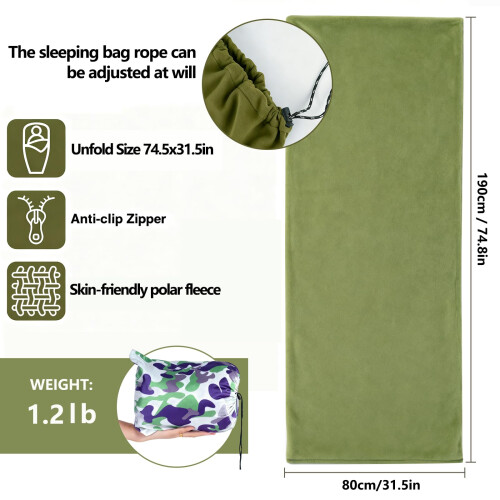: GaoBangM Fleece Sleeping Bag Liner, Lightweight Envelope Camping Sheet 1