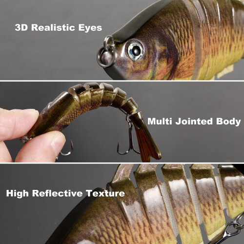 Annyswit 3 Pcs Pike Lures, Multi Jointed Slow Sinking Fishing Lures 2