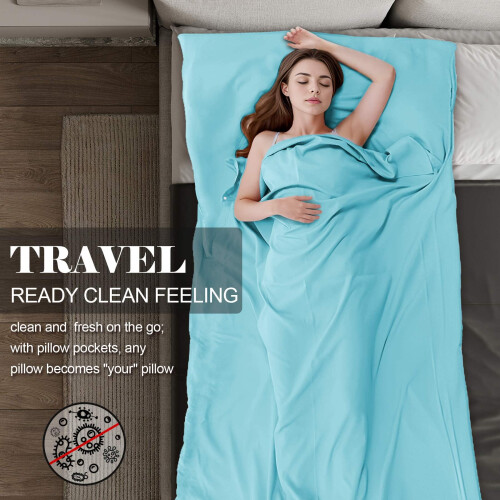 BREENHILL Sleeping Bag Liner, Travel Sheet with Zip, Glacier Blue 80cm 1