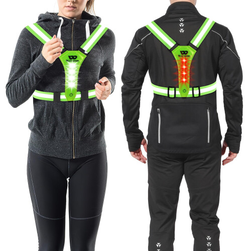 West Biking LED Reflective Running Vest, USB Rechargeable Running Light 1