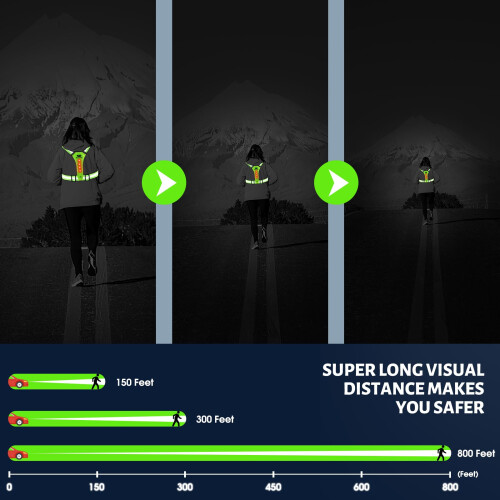 West Biking LED Reflective Running Vest, USB Rechargeable Running Light 2