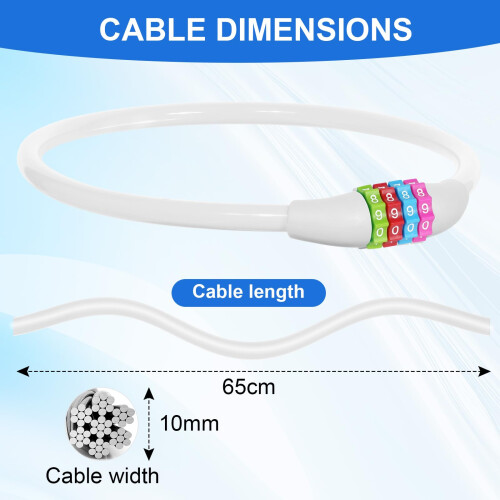 AOOSA 4-Digit Password Bicycle Lock, Portable Anti Theft Cable Lock 1