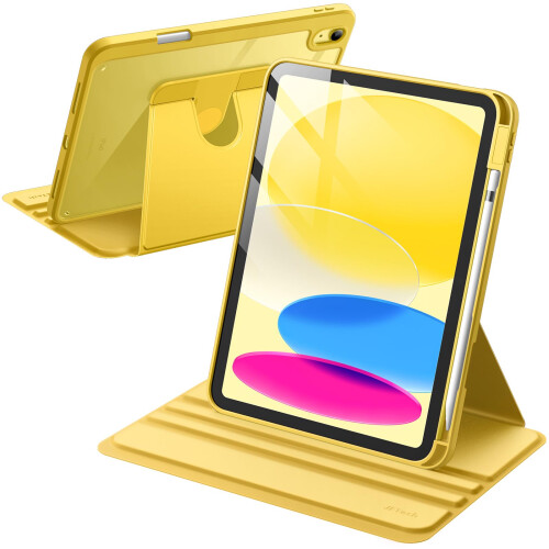 JETech 360 Rotating Case for iPad (A16) 11th/10th Gen, Yellow