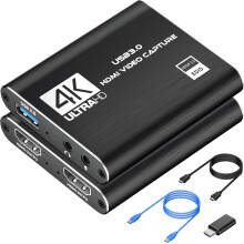 Video Capture Card, USB 3.0 Audio Video Capture Card, 4K HDMI Capture Card HDMI Loop-Out, 1080P 60FPS/2K 30FPS Video Game Capture for Streaming, Works