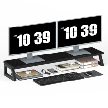 HOOBRO Dual Monitor Stand, Monitor Riser for 2 Screens, 100 cm Large Computer Monitor Stand, Desk Shelf Organizer for Office Desk, Accessories, Black
