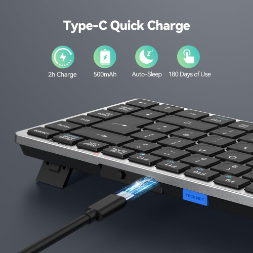 TeckNet TECKNET Wireless Keyboard, Bluetooth Keyboard for 4 Multi Devices 2