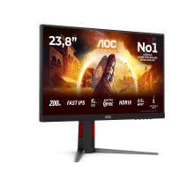 AOC 24G4HA 24 inch FHD Gaming Monitor 200Hz, Fast IPS Panel, 1ms GtG, HDR10, G-Sync Compatible, Height Adjustment, Speakers, (1920x1080 HDMI 2x 2.0 DP