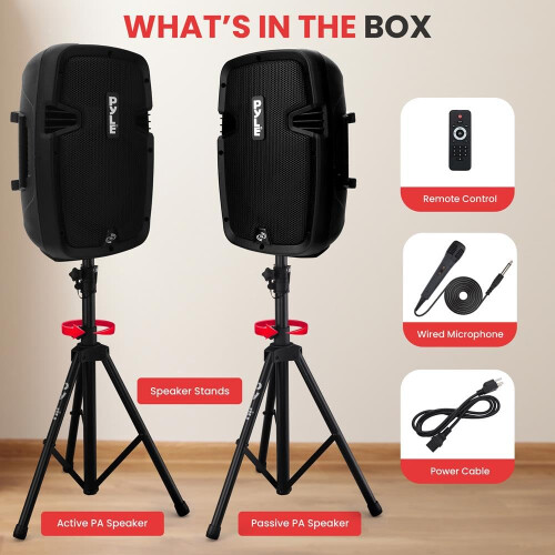 Pyle 8" Bluetooth PA Speaker System w/Stands, 700W Portable 2